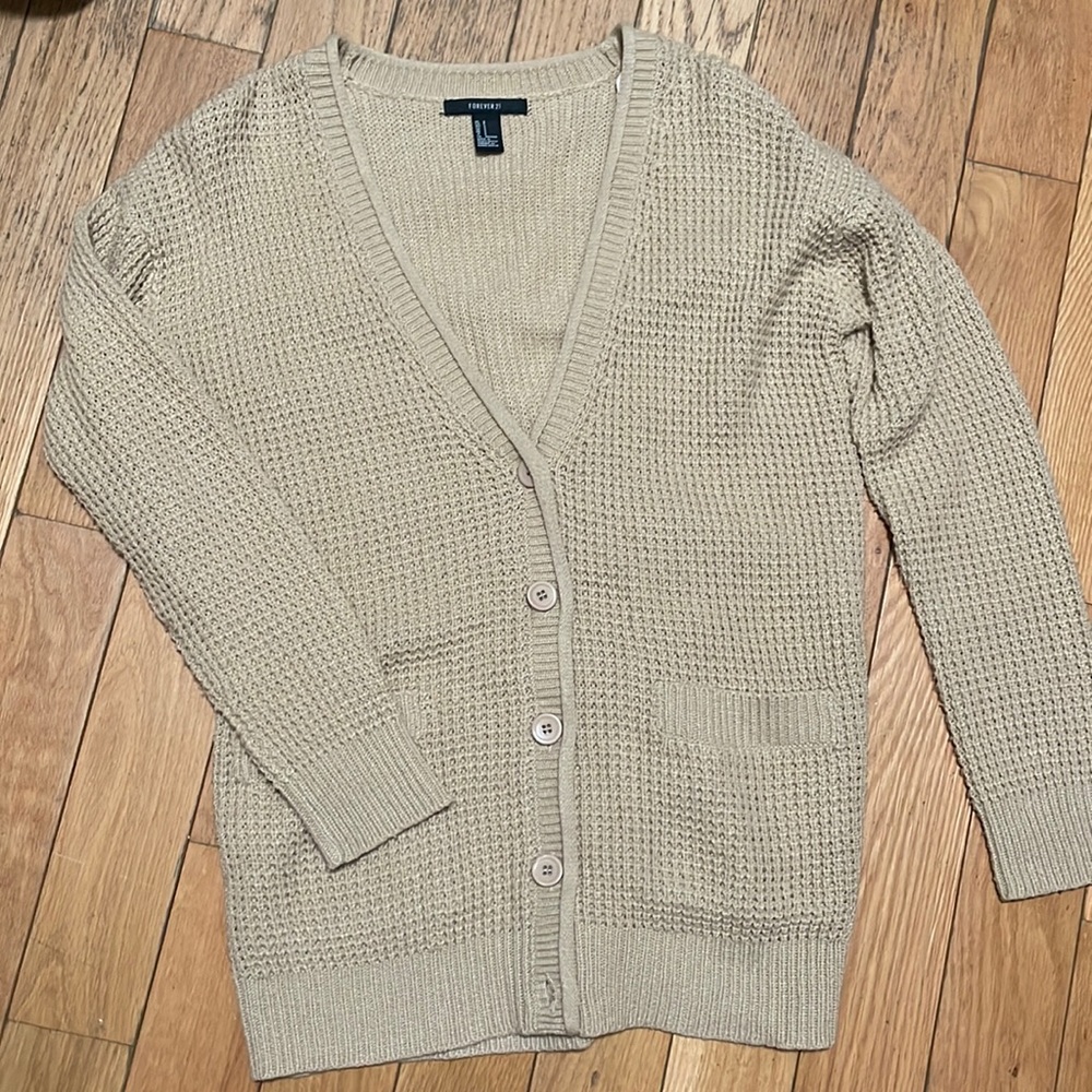 Mid length beige cardigan // size S